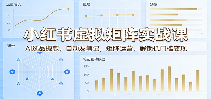 小红书虚拟矩阵实战课：AI选品搬款，自动发笔记，矩阵运营，解锁低门槛变现-huitchan网创