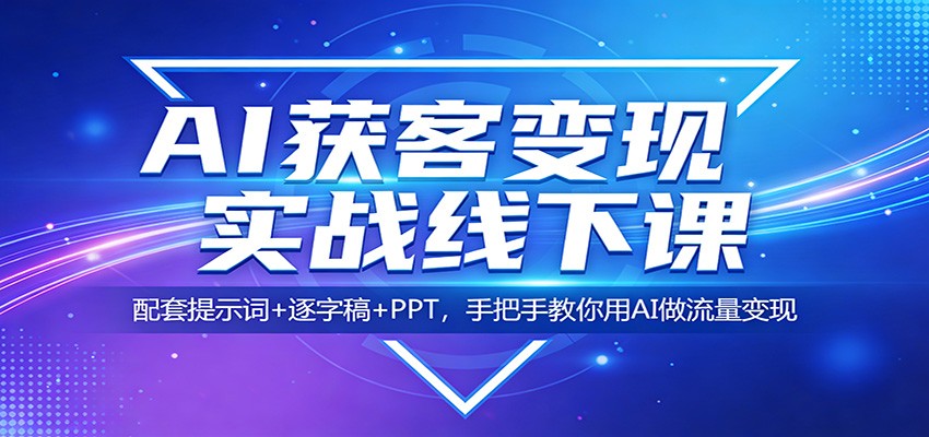 AI获客变现实战线下课：配套提示词+逐字稿+PPT，手把手教你用AI做流量变现-huitchan网创