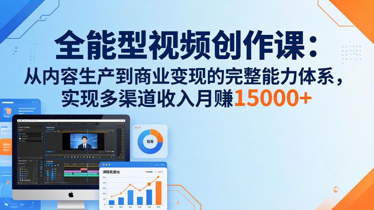 全能型视频创作课-26年3月更新：从内容生产到商业变现的完整能力体系，多渠道收入月赚15000+-huitchan网创