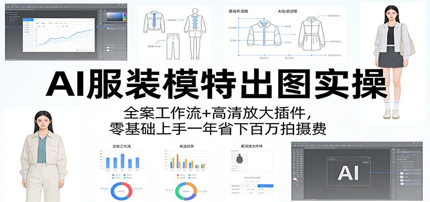 AI服装模特出图实操：全案工作流+ 高清放大插件，零基础上手一年省下百万拍摄费-huitchan网创