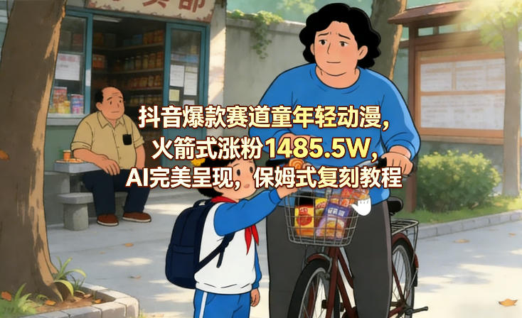 抖音爆款赛道童年轻动漫，火箭式涨粉1485.5W，AI完美呈现，保姆式复刻教程-huitchan网创