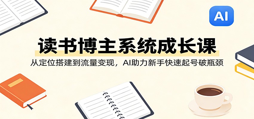 读书博主系统成长课：从定位搭建到流量变现，AI助力新手快速起号破瓶颈-huitchan网创