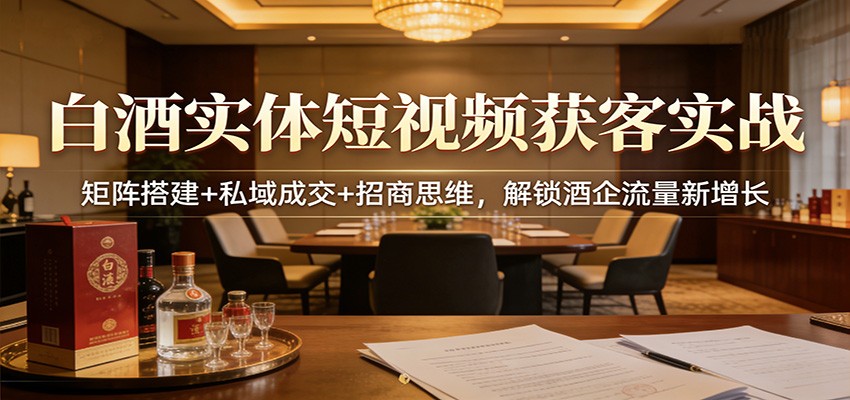 白酒实体短视频获客实战：矩阵搭建+私域成交+招商思维，解锁酒企流量新增长-huitchan网创
