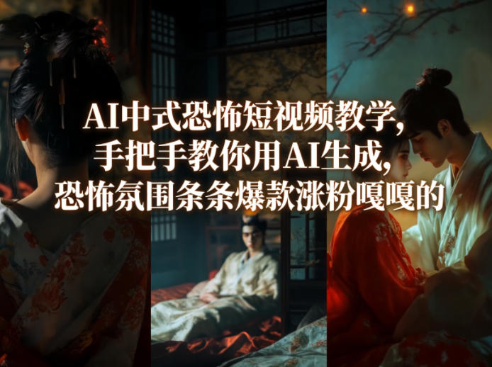 AI中式恐怖短视频教学，手把手教你用AI生成，恐怖氛围条条爆款涨粉嘎嘎的-huitchan网创