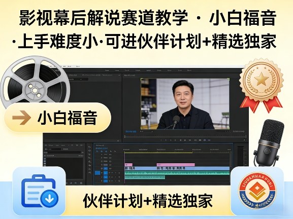 某大佬的影视幕后解说赛道教学，小白福音，上手难度小，可进伙伴计划+精选独家-huitchan网创