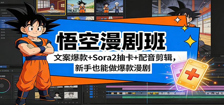悟空漫剧班：文案爆款+Sora2抽卡+配音剪辑，新手也能做爆款漫剧-huitchan网创