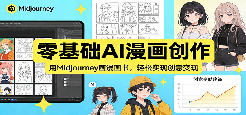 零基础AI漫画创作：用Midjourney画漫画书，轻松实现创意变现-huitchan网创