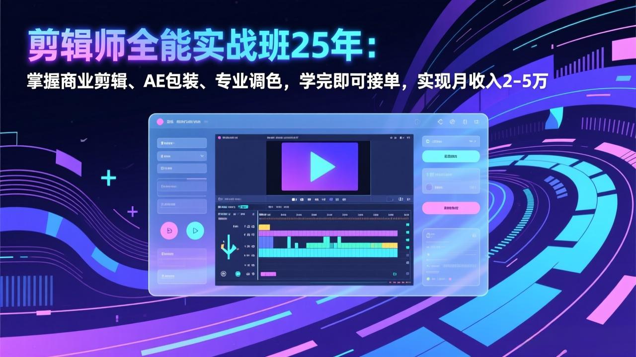 剪辑师全能实战班25年：掌握商业剪辑、AE包装、专业调色，学完即可接单，实现月收入2-5万-huitchan网创
