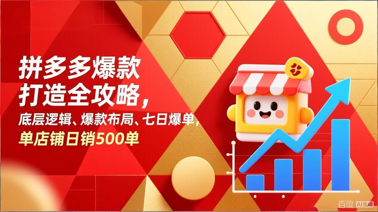 拼多多爆款打造全攻略，底层逻辑、爆款布局、七日爆单，单店铺日销500单-huitchan网创
