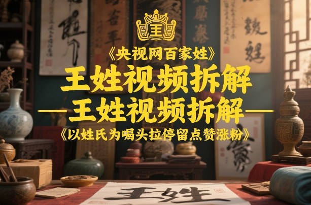 央视网百家姓–王姓视频拆解，以姓氏为噱头拉停留点赞涨粉-huitchan网创