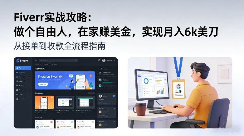Fiverr实战攻略，做个自由人，在家賺美金，实现月入6k美刀-huitchan网创
