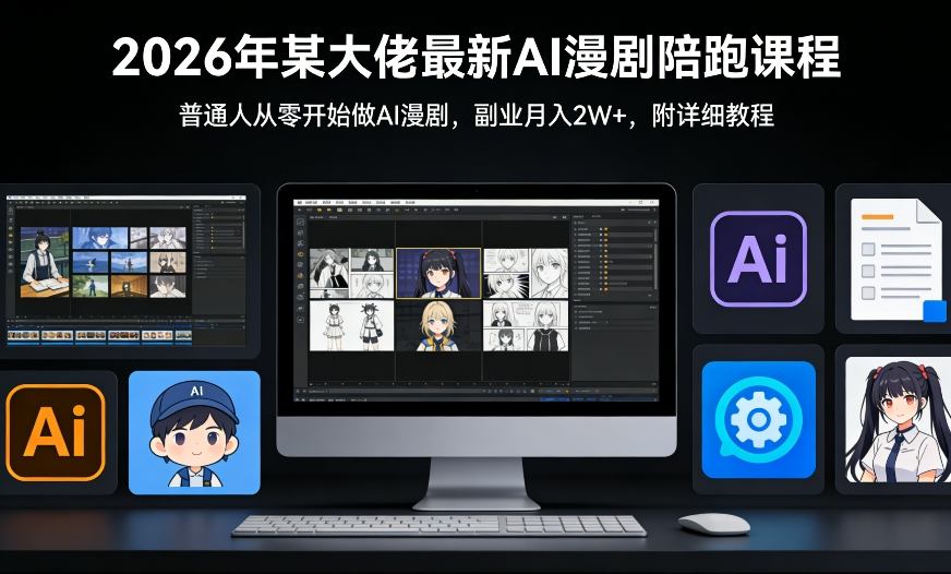 26年某大佬最新Ai漫剧陪跑课程，普通人从零开始做AI漫剧，副业月入2W+-huitchan网创