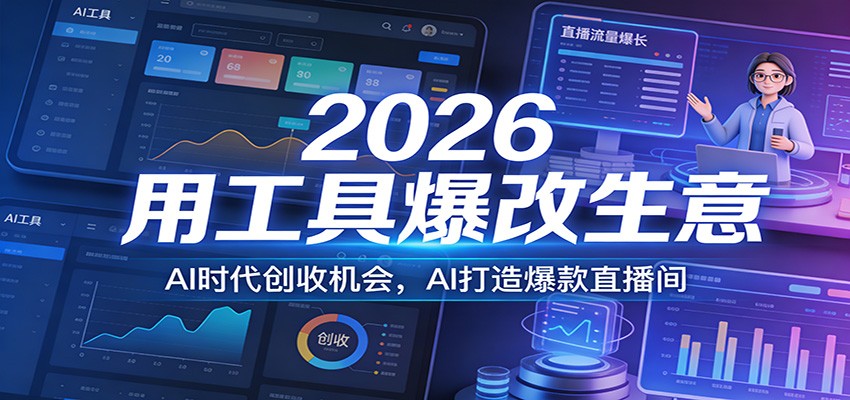 2026用工具爆改生意，AI时代创收机会，AI打造爆款直播间-huitchan网创