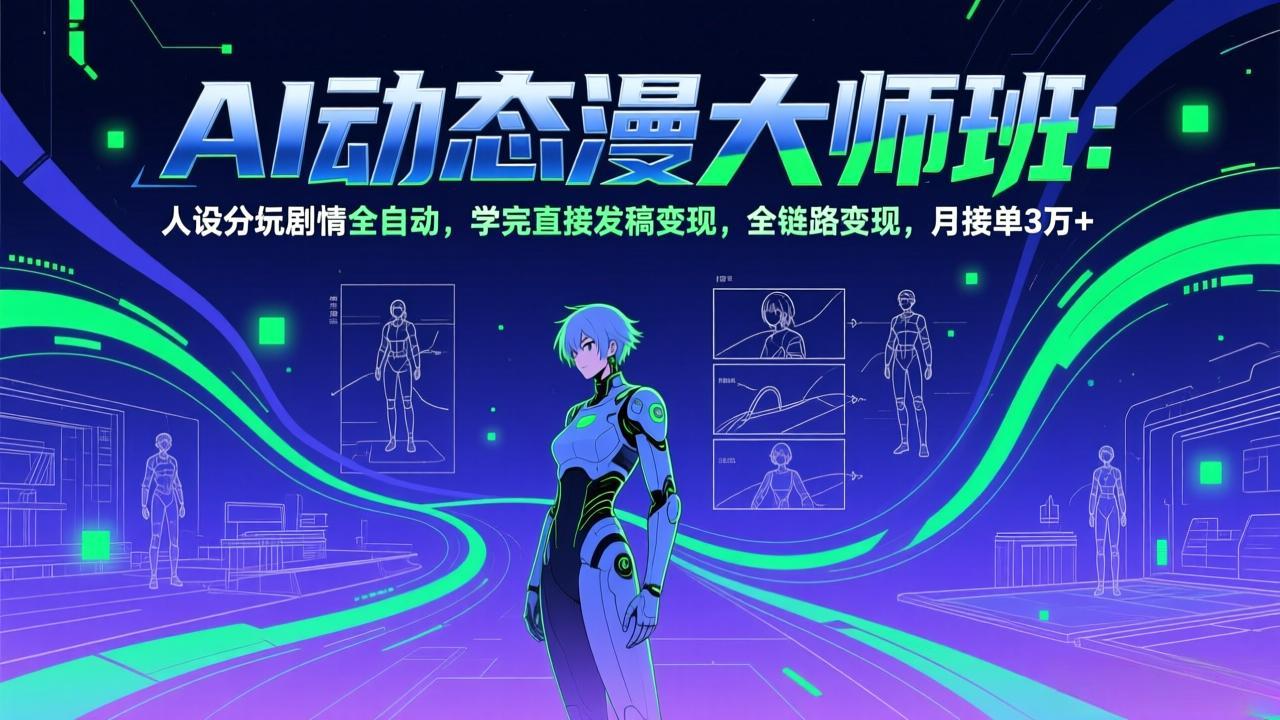 AI动态漫剧大师班：人设分镜剧情全自动，学完直接发稿变现，全链路变现，月接单3万+-huitchan网创