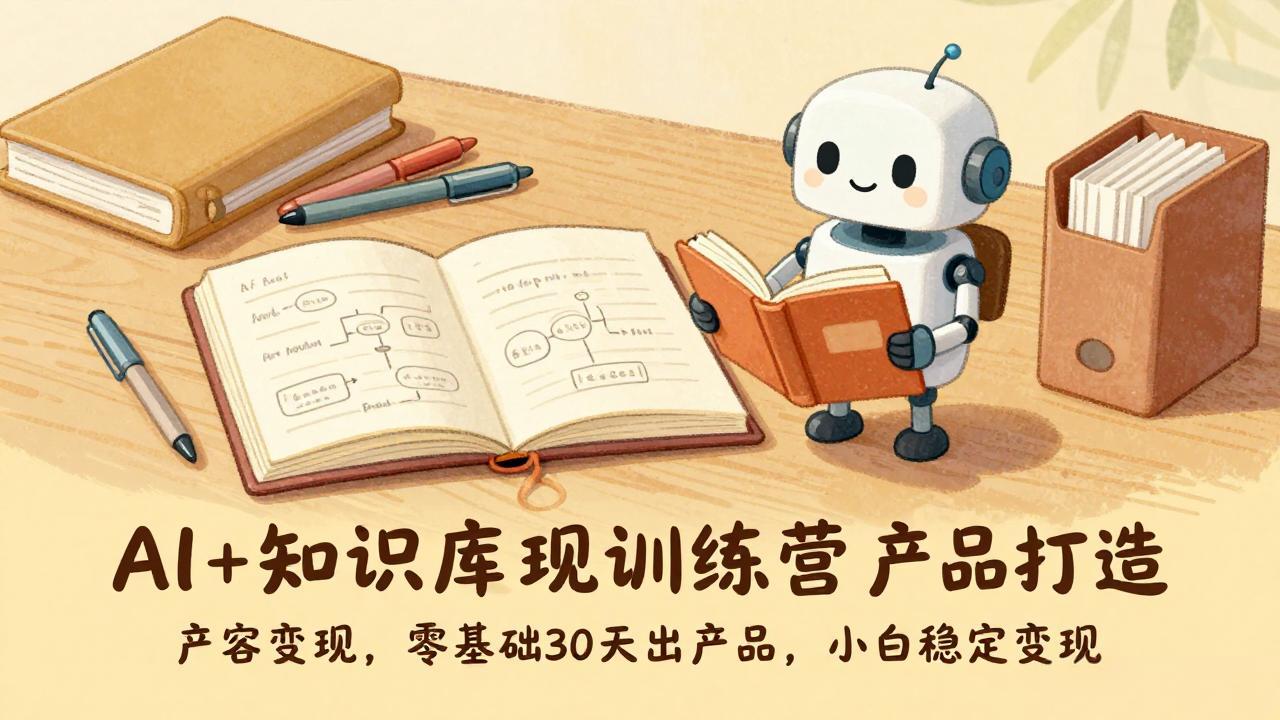 AI+知识库变现训练营，产品打造、内容创作、全平台变现，零基础30天出产品，小白稳定变现-huitchan网创