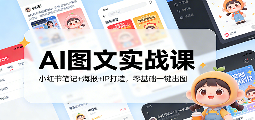 AI图文实战课：小红书笔记+海报+IP打造，零基础一键出图-huitchan网创