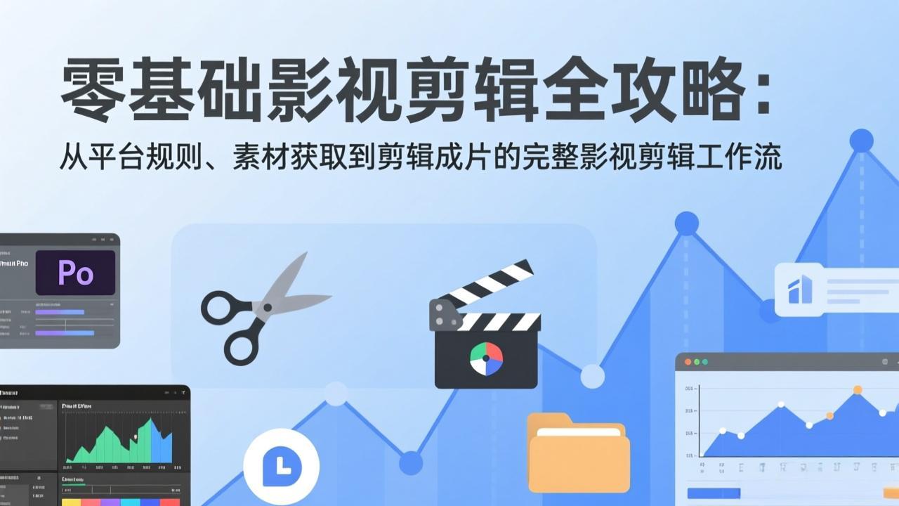 零基础影视剪辑全攻略：从平台规则、素材获取到剪辑成片的完整影视剪辑工作流-huitchan网创