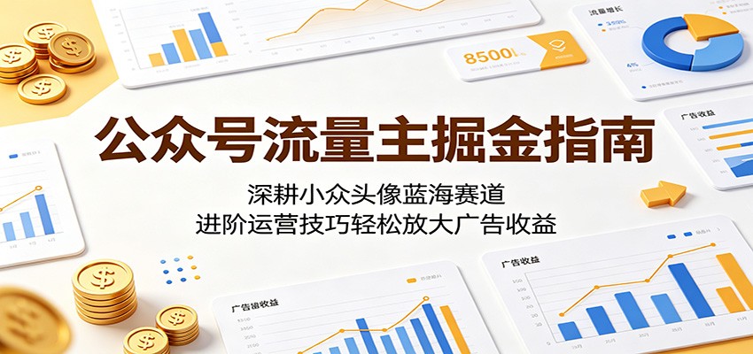 公众号流量主掘金指南：深耕小众头像蓝海赛道，进阶运营技巧轻松放大广告收益-huitchan网创