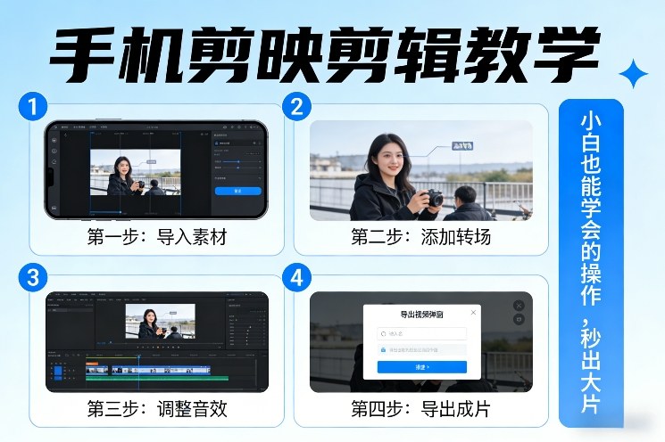 手机剪映剪辑教学，小白也能学会的操作，秒出大片-huitchan网创