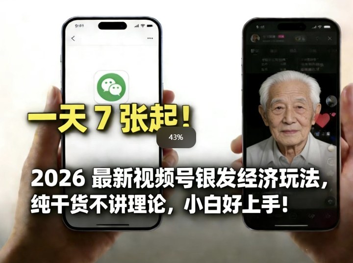 2026最新视频号银发经济玩法，轻松每天7张起，小白也可做-huitchan网创