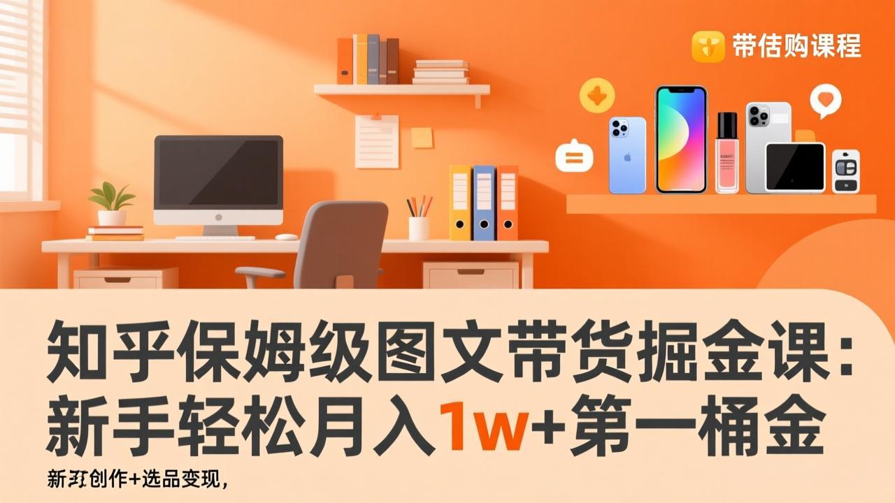 知乎保姆级图文带货掘金课：账号打造+爆文创作+选品变现，新手轻松月入1w+第一桶金-huitchan网创
