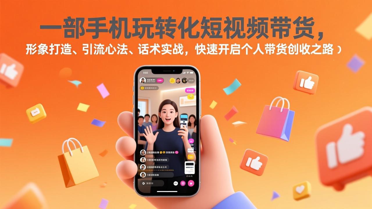 一部手机玩转化短视频带货，形象打造、引流心法、话术实战，快速开启个人带货创收之路-huitchan网创