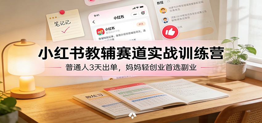 小红书教辅赛道实战训练营：普通人3天出单，妈妈轻创业首选副业-huitchan网创