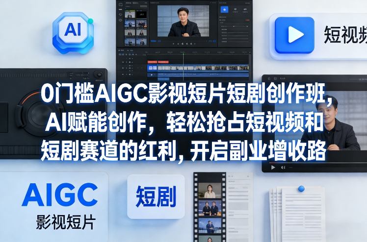 0门槛AIGC影视短片短剧创作班，AI赋能创作，轻松抢占短视频和短剧赛道的红利，开启副业增收路-huitchan网创