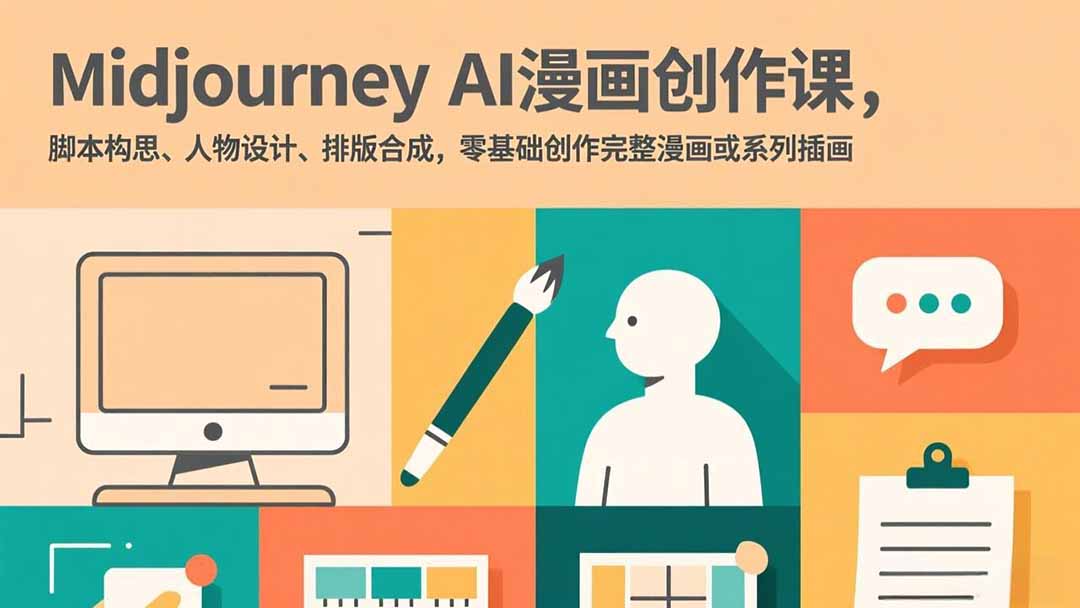 Midjourney AI漫画创作课，脚本构思、人物设计、排版合成，零基础创作完整漫画或系列插画-huitchan网创
