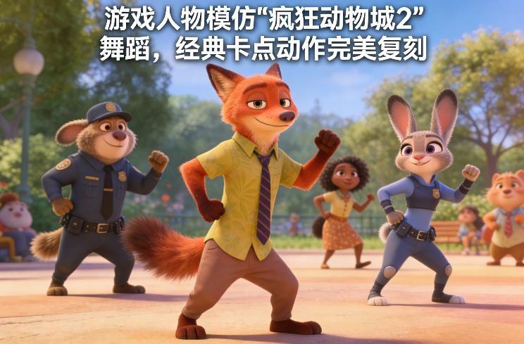 游戏人物模仿“疯狂动物城2”舞蹈，经典卡点动作完美复刻-huitchan网创