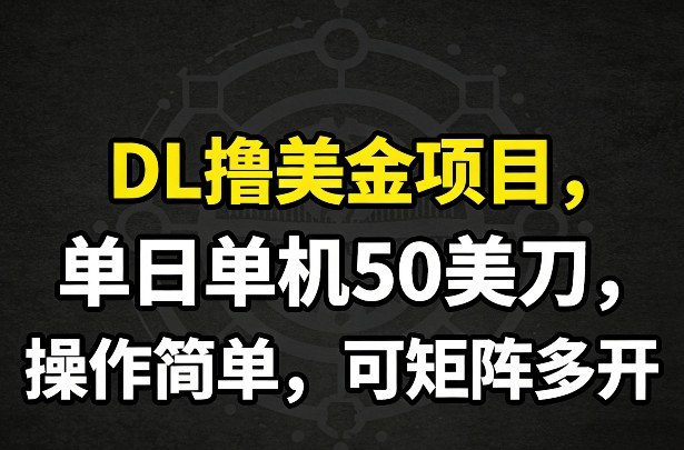 DL撸美金项目，单日单机50美刀，操作简单，可矩阵多开-huitchan网创