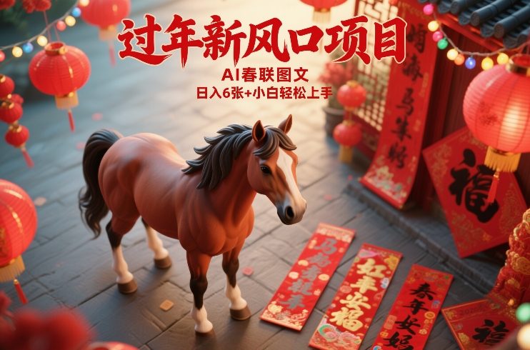 过年新风口项目，用ai春联图文，日入6张+小白轻松上手【揭秘】-huitchan网创
