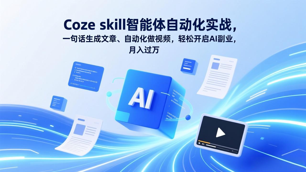 Coze skill智能体自动化实战，一句话生成文章、自动化做视频，轻松开启AI副业，月入过万-huitchan网创