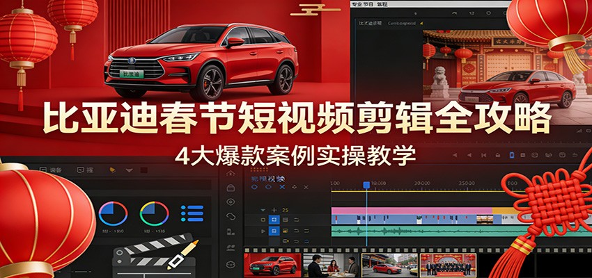比亚迪春节短视频剪辑全攻略，4大爆款案例实操教学-huitchan网创