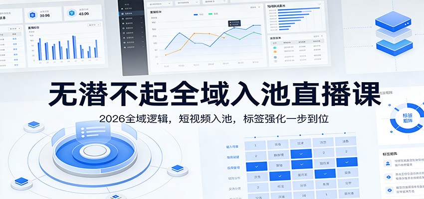 无潜不起全域入池直播课：2026全域逻辑，短视频入池，标签强化一步到位-huitchan网创