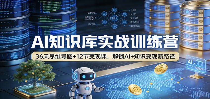 AI知识库实战训练营：36天思维导图+12节变现课，解锁AI+知识变现新路径-huitchan网创