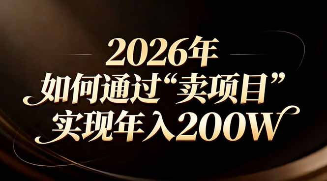 站在2026年的十字路口：一个普通人如何通过卖项目实现年入200万-huitchan网创