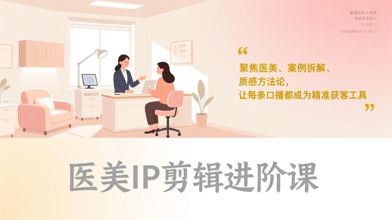 医美IP剪辑进阶课，聚焦医美、案例拆解、质感方法论，让每条口播都成为精准获客工具-huitchan网创
