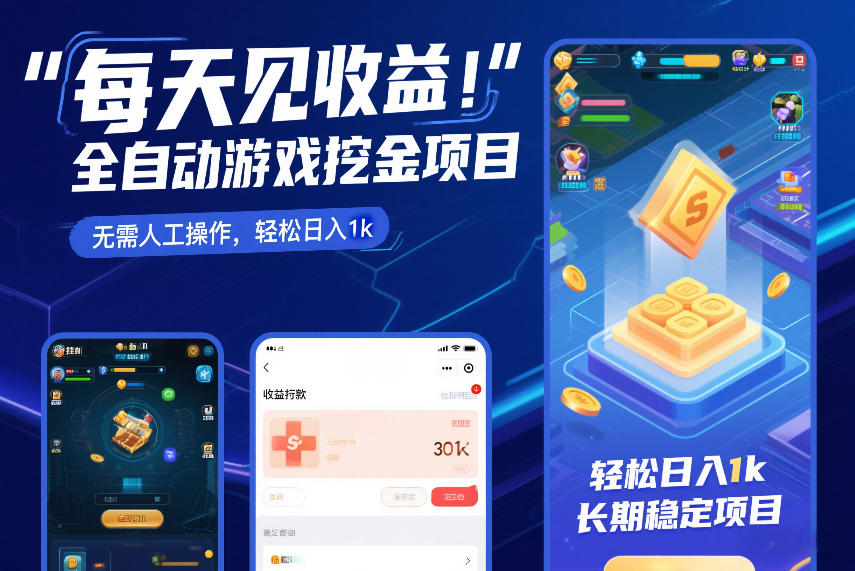 每天见收益，全自动游戏挖金项目，无需人工操作，轻松日入1k，长期稳定项目【揭秘】-huitchan网创