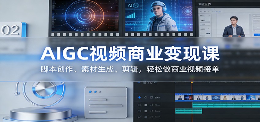 AIGC视频商业变现课：脚本创作、素材生成、剪辑，轻松做商业视频接单-huitchan网创
