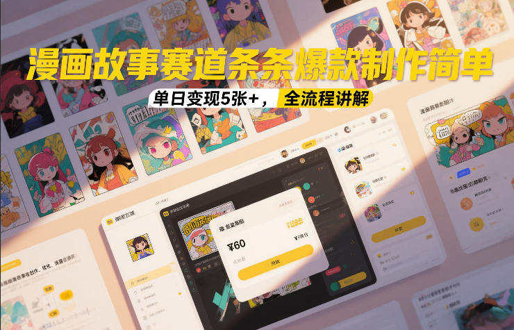 漫画故事赛道条条爆款制作简单，单日变现5张+，全流程讲解-huitchan网创