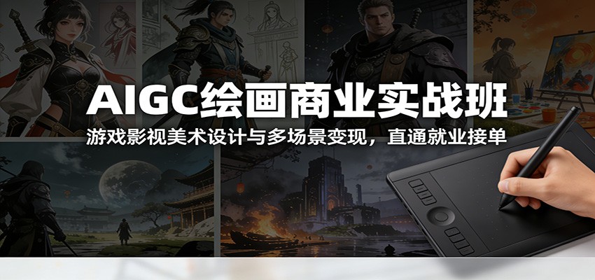 AIGC绘画商业实战班：游戏影视美术设计与多场景变现，直通就业接单-huitchan网创
