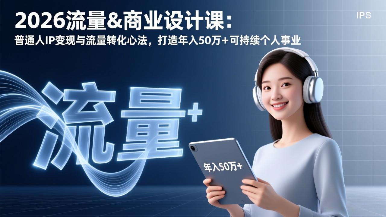 2026流量&商业设计课：普通人IP变现与流量转化心法，打造年入50万+可持续个人事业-huitchan网创