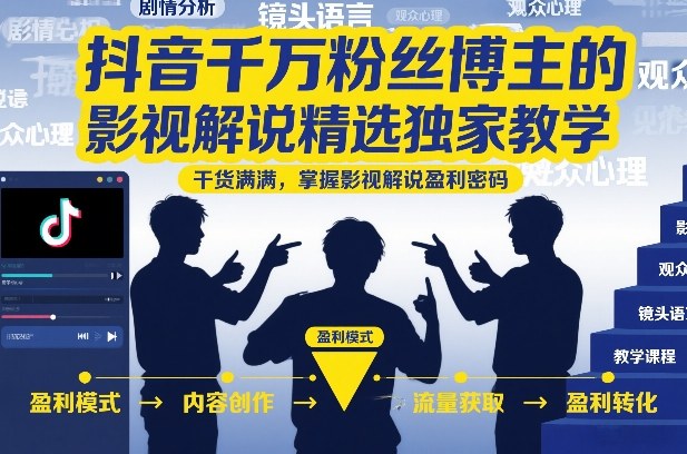 抖音千万粉丝博主的影视解说精选独家教学，干货满满，掌握影视解说盈利密码-huitchan网创