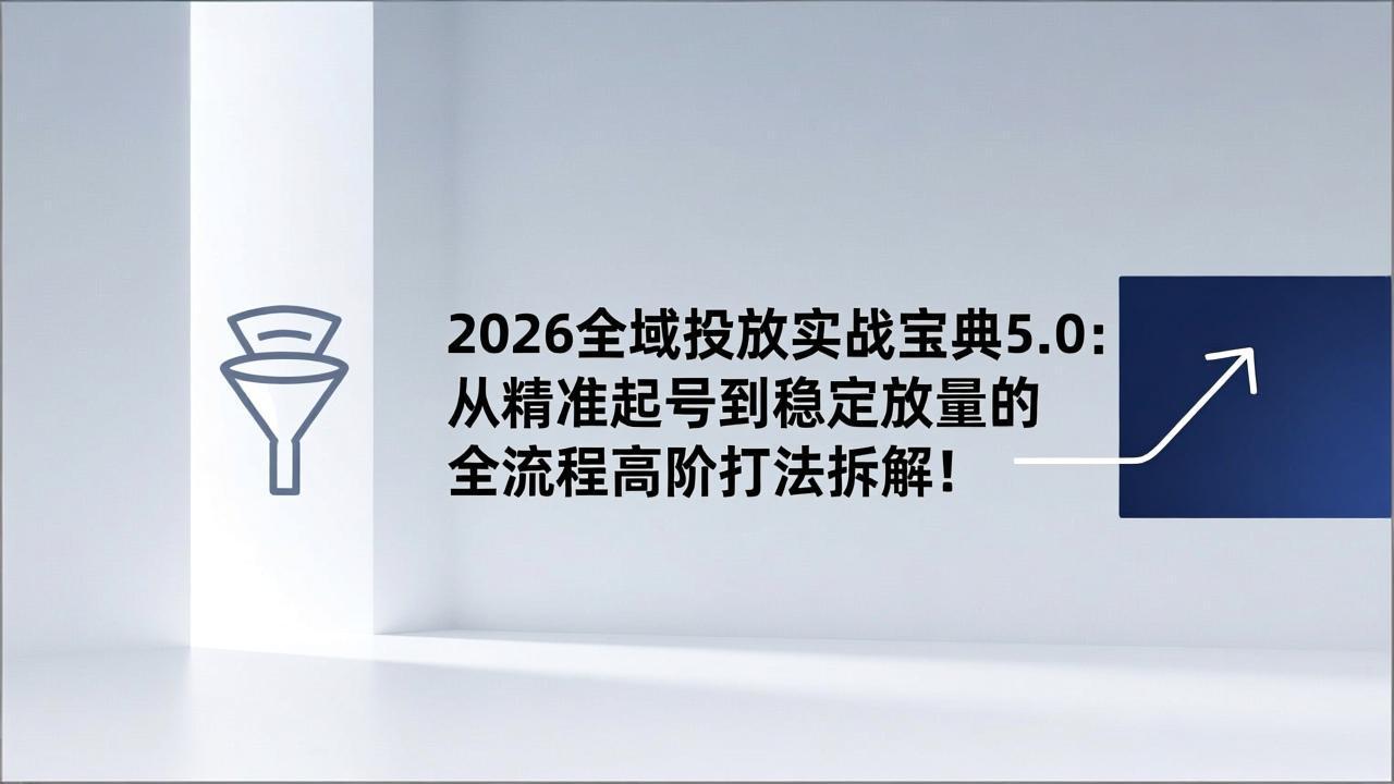 2026全域投放实战宝典5.0：从精准起号到稳定放量的全流程高阶打法拆解！-huitchan网创