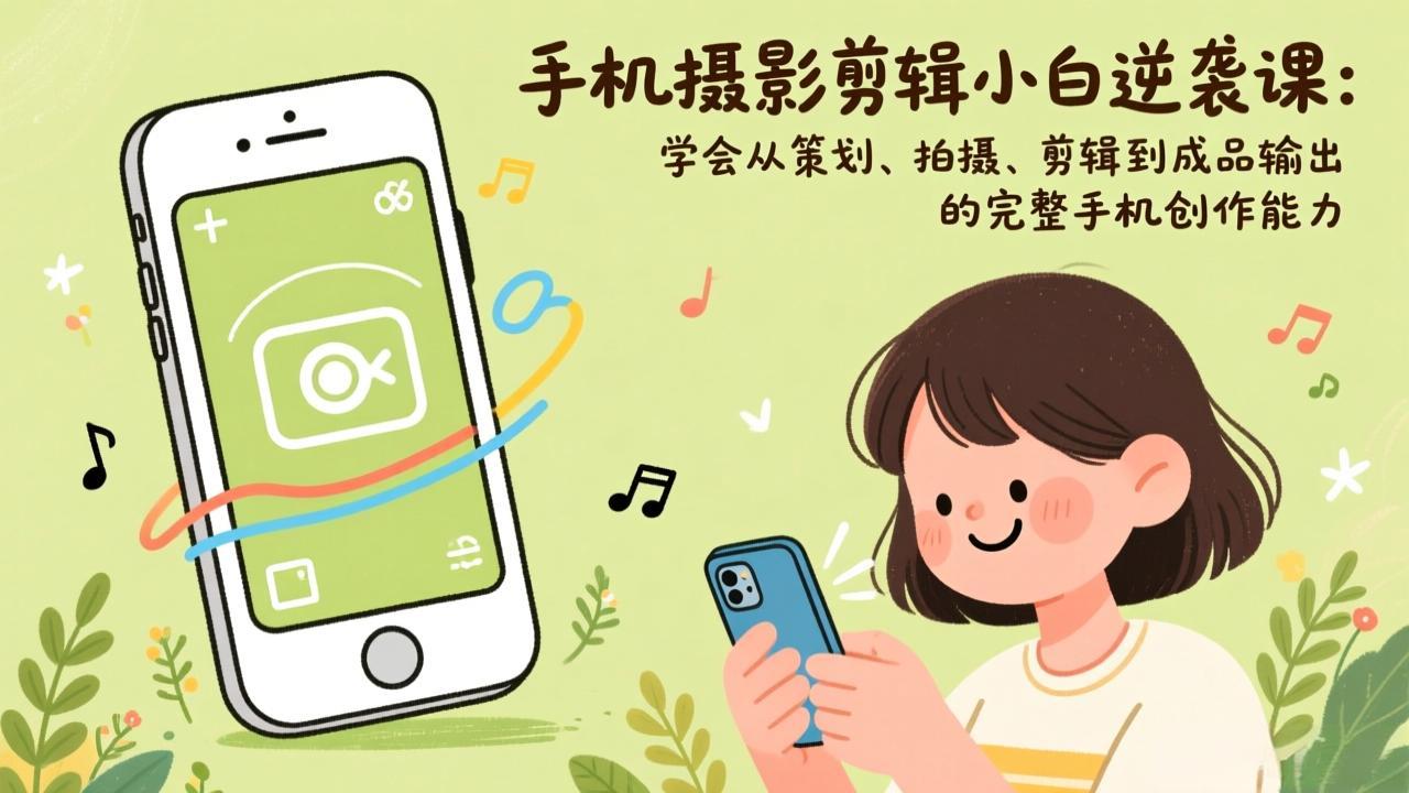手机摄影剪辑小白逆袭课：学会从策划、拍摄、剪辑到成品输出的完整手机创作能力-huitchan网创