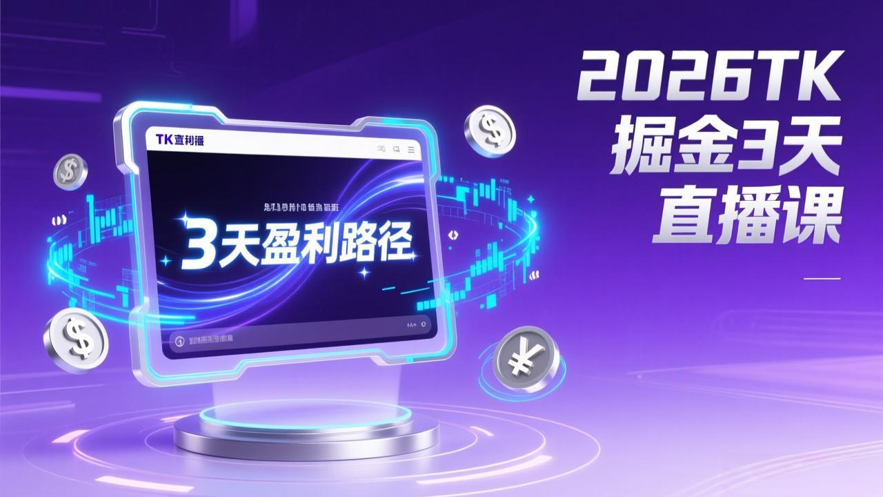 2026TK掘金直播课，起号涨粉+直播带货+商单变现+3天打通盈利路径，月入过万美金-huitchan网创