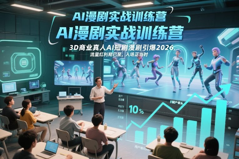 AI漫剧实战训练营，3D商业真人AI短剧漫剧引爆2026，流量红利期已至，入场正当时-huitchan网创