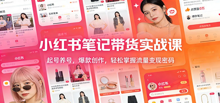 小红书笔记带货实战课：起号养号，爆款创作，轻松掌握流量变现密码-huitchan网创