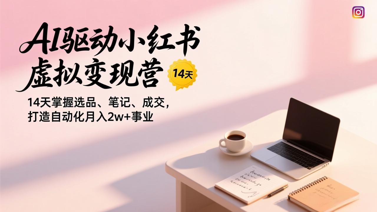 AI驱动小红书虚拟变现营，14天掌握选品、笔记、成交，打造自动化月入2w+事业-huitchan网创